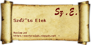 Szőts Elek névjegykártya